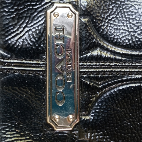 COACH BLACK LEATHER BAG/TOTE WITH WRISTLET - Picture 2 of 16